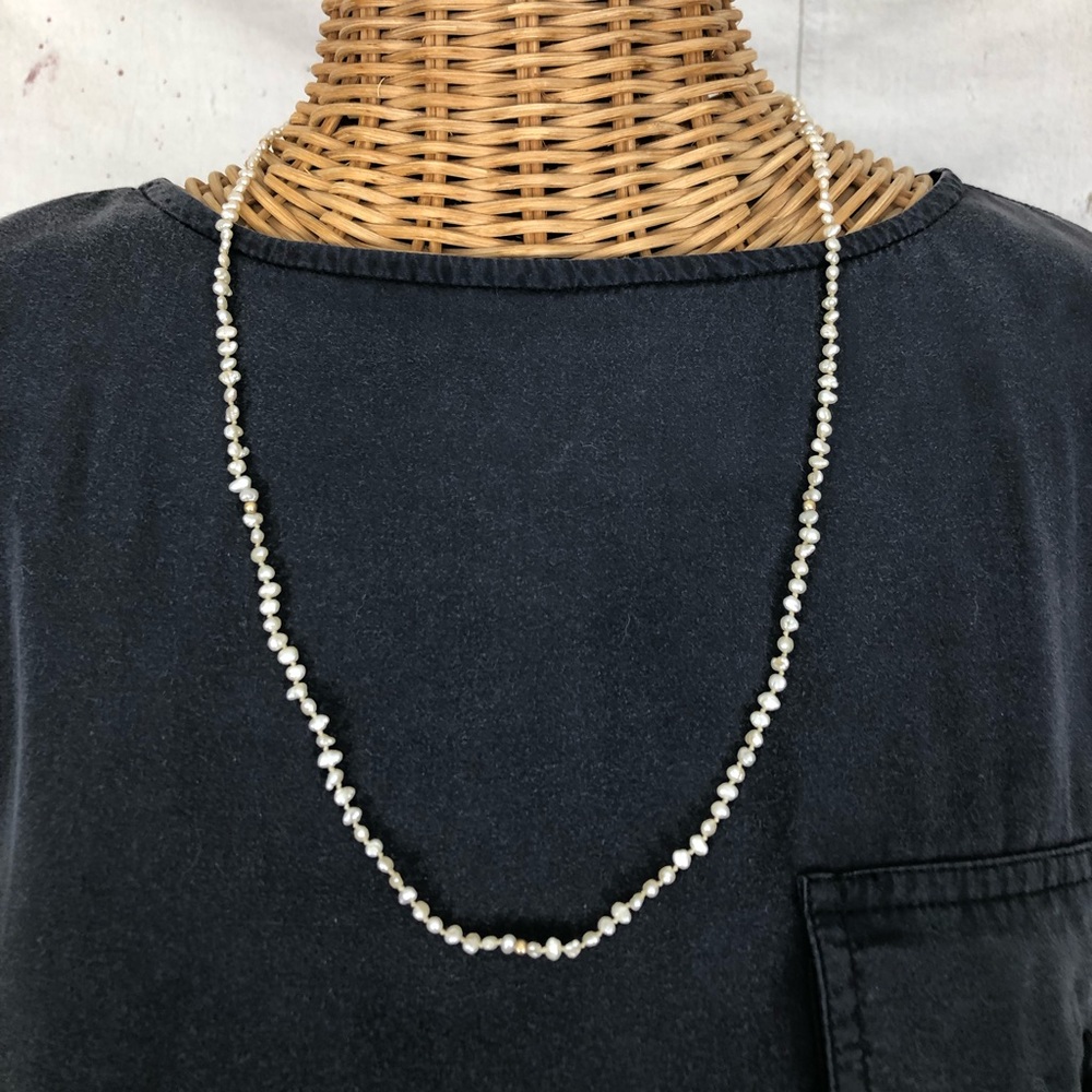 Fine Pearl Necklace with 14K Gold Beads